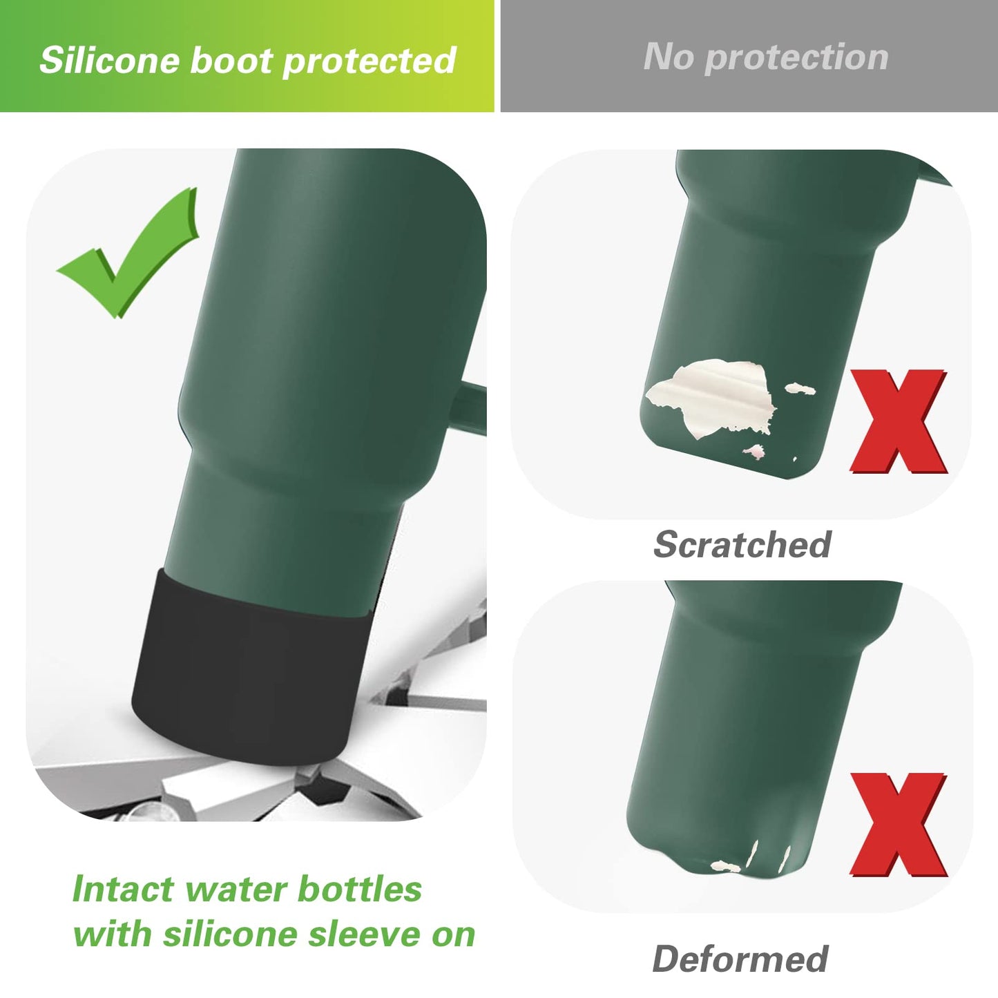 AIERSA 2Pcs Silicone Suitable Boot for Simple Trek 40 oz Tumbler with Handle, Protective Water Bottle Bottom Sleeve Cover, Tumbler Accessories, Black