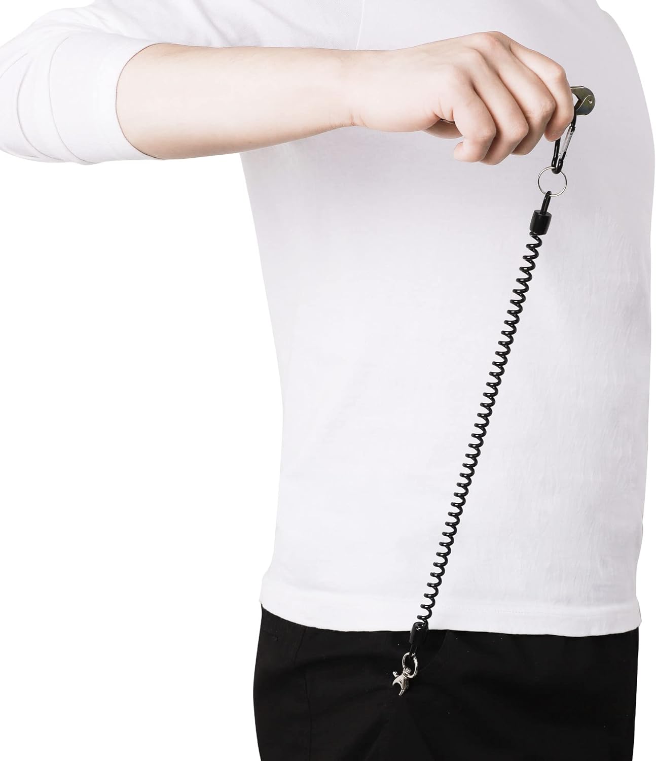 Retractable Fishing Lanyard with Lobster Clasp - Coiled Safety Cord for Fishing, Climbing, Boating