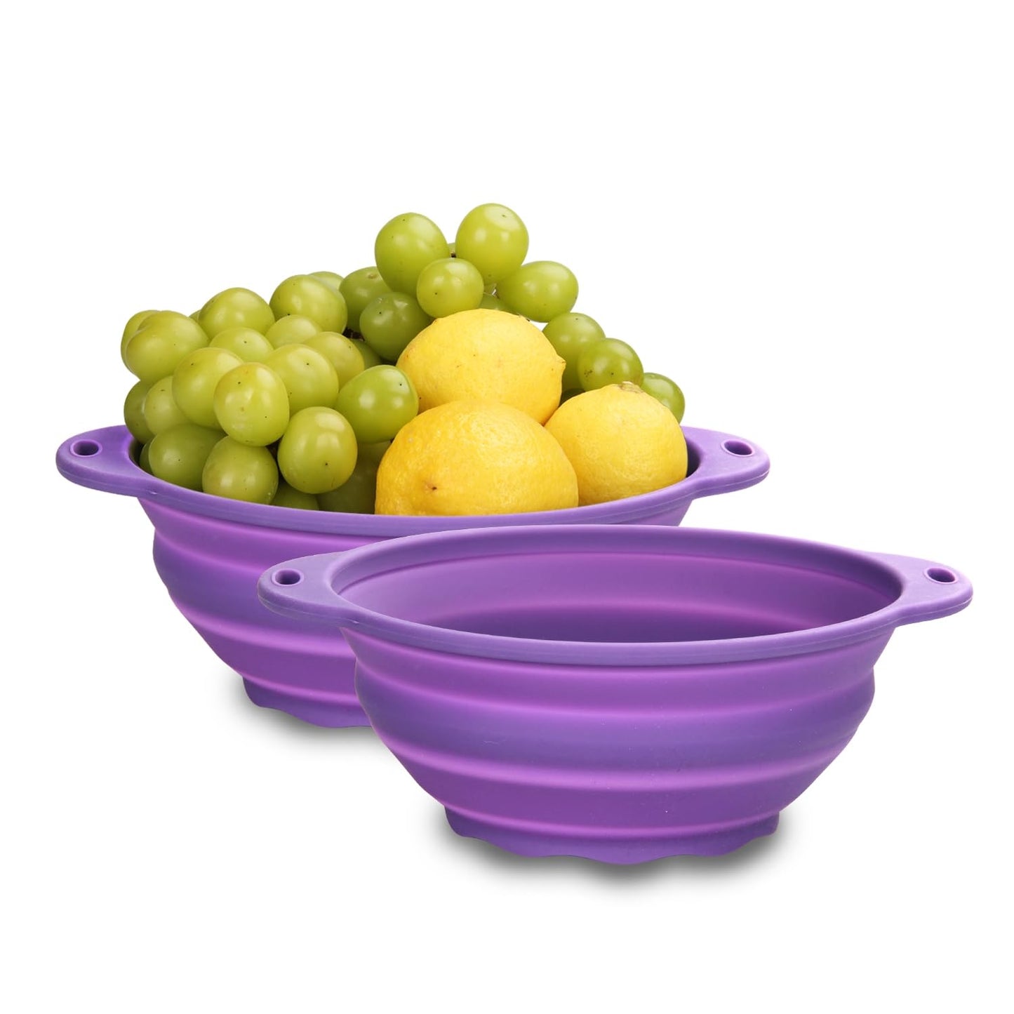 Jovilife Collapsible Mixing Bowl 2 Pack Camping Bowl Outdoor Hiking Travel 61 oz Collapsible Bowl for Storage and Mixing Food-Grade Silicone Food Storage Container(Purple)