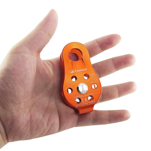 EMMRAGNO 26KN Climbing Fixed Plate Micro Pulley, General Purpose Small Single Sheave Hauling Pulley for Rock Climbing, Rappelling, Zipline Sports Etc (Orange, Pack of 1)