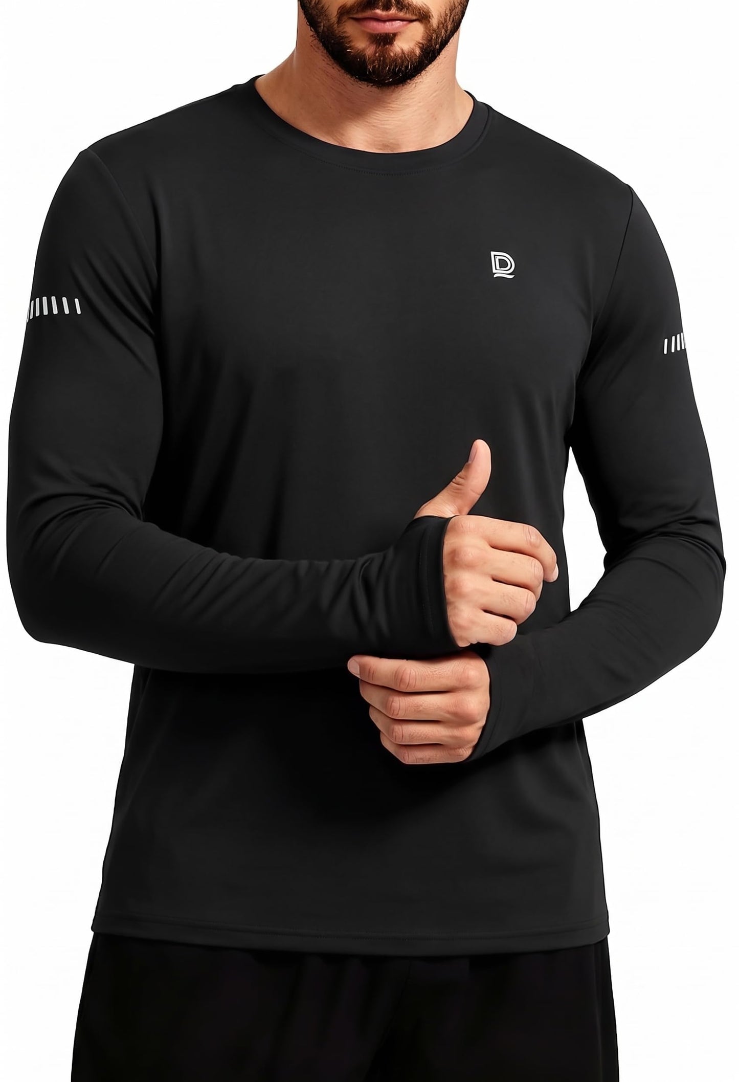 DAXIANG Men's UPF 50+ Sun Protection Long Sleeve Rash Guard UV Hiking Running Athletic Fishing Quick Dry Lightweight T-Shirt L Black