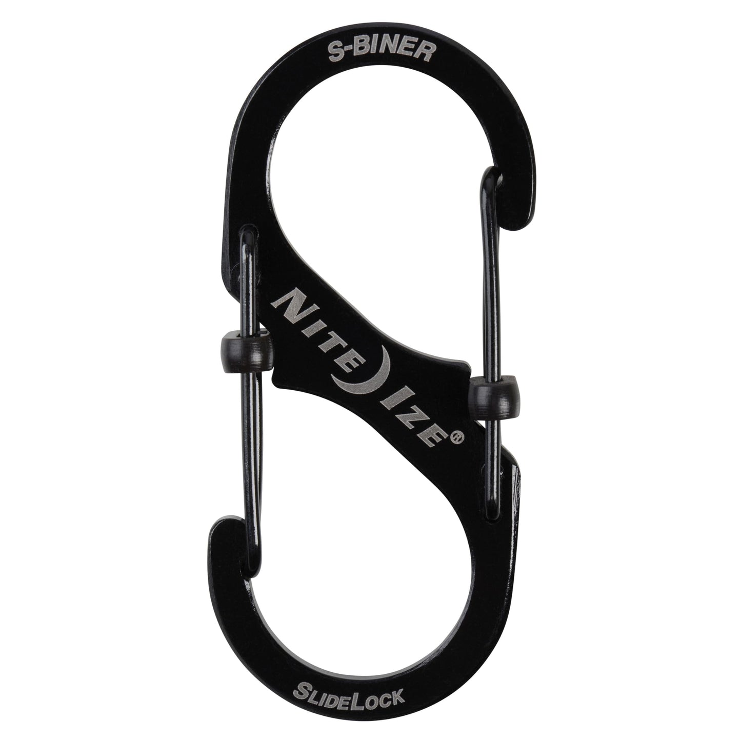 Nite Ize S-Biner Slidelock Stainless Steel - Double-Gated Design - Carabiner Clip with Locking Gates - Dual Carabiner Holder for Keys, Water Bottles & Gear - Size 3, Black, 4 Count (4 Pack)