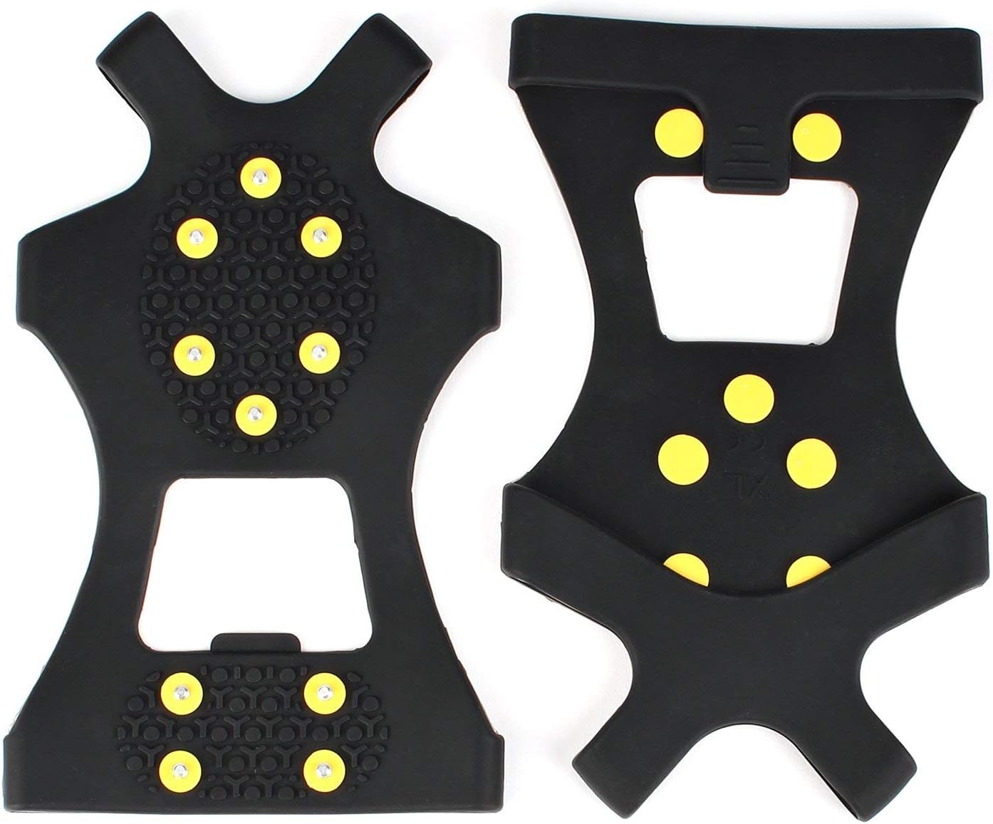 EONPOW Ice Grips, Ice & Snow Grips Cleat Over Shoe/Boot Traction Cleat Rubber Spikes Anti Slip 10 Steel Studs Crampons Slip-on Stretch Footwear
