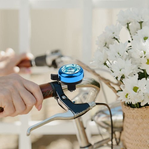 WIRESTER Blue Aluminum Round Bike Bell, Classic Ring Bicycle Bell, Bike Accessories Bell Ring for Adults Kids Girls Boys - Blue Crab Watercolor