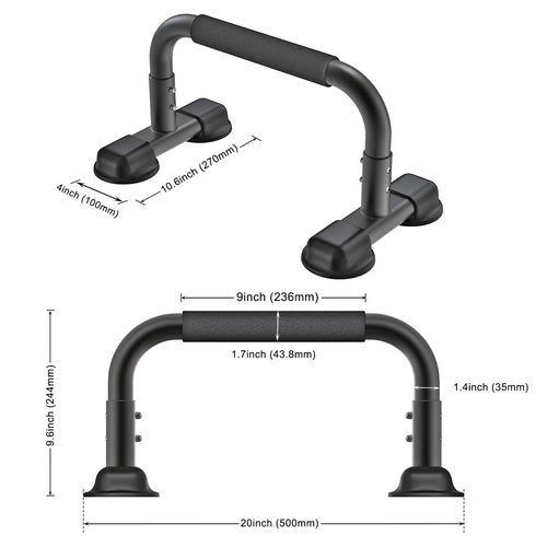 Dolibest Push Up Bar, 9.6'' High Parallettes Bars with Full-Cover Foam Handles, Stable Calisthenics Equipment, Suitable for Handstand, L-Sit, Dip Bar, Strength Training for Indoor Outdoor Use（660LB）