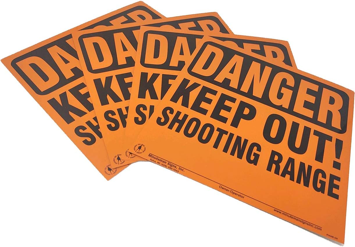 Minuteman Signs | Aluminum Danger Keep Out Shooting Range Sign 4 pack (Orange)