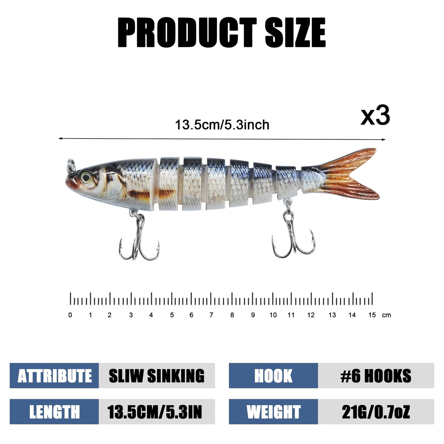 Fishing Lures for Bass, Topwater Fishing Lures, Multi Jointed Swimbaits, Lifelike Slow Sinking Swimming Bass Lures for Freshwater and Seawater Fishing Accessories