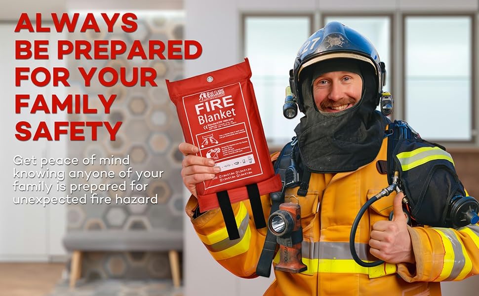 HD FLAME GUARD Comprehensive Fire Safety Kit | 2 Fire RED Blankets, Goggles, Hooks, Gloves | 40x40 INCH Size | Convenient Alternative to Bulky Extinguishers | Ensure Safety Effortlessly