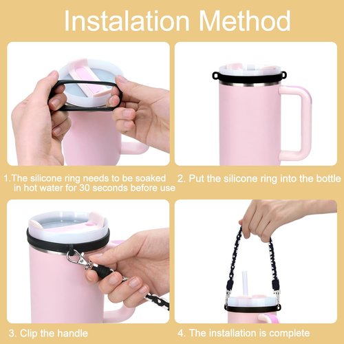 CHIWUTECH Boho Macrame Water Bottle Handle, Compatible Most Water Bottles (8 to 40oz), Travel Tumbler Accessories