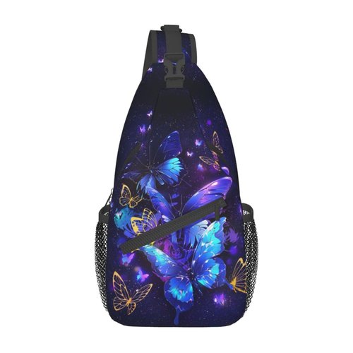 Nmbvcxz Butterflies Crossbody Sling Bag for Women Men Sling Backpack Casual Travel Hiking Daypack Chest Shoulder Bag