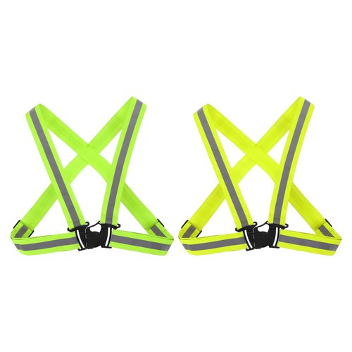 PATIKIL Adjustable Reflective Running Vest Gear, 2 Pack High Visible Reflective Straps Fit All Ages for Night Running Jogging Biking Motorcycle Dog Walking, Green/Yellow