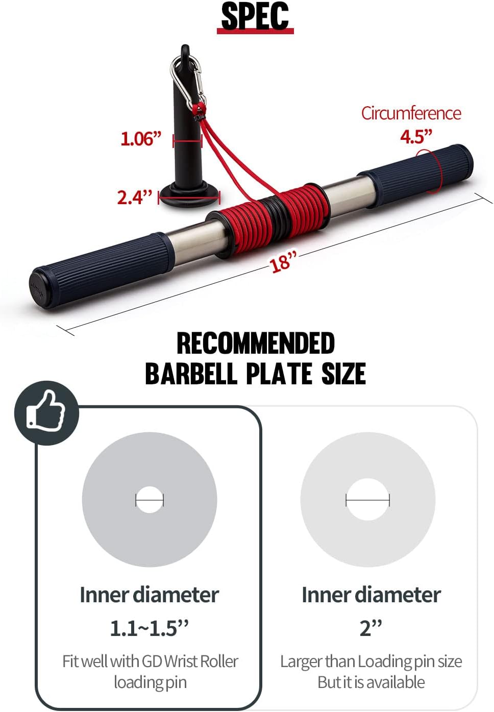 GD Wrist Roller V (Red line) Wrist exerciser, wrist forearm blaster, forearm trainer, Hand strengthener Forearm roller