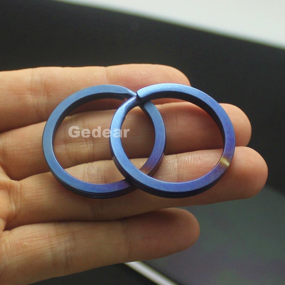 2pcs Titanium Ti Key Chain Key Ring Split Ring Size L 32mm Anodized Blue