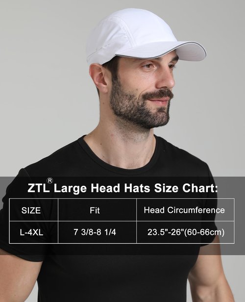 Oversize XL XXL Mens Waterproof Quick Dry Baseball Cap Lightweight Cooling Breathable Sports Hat for Big Heads 23.5"-26" Black