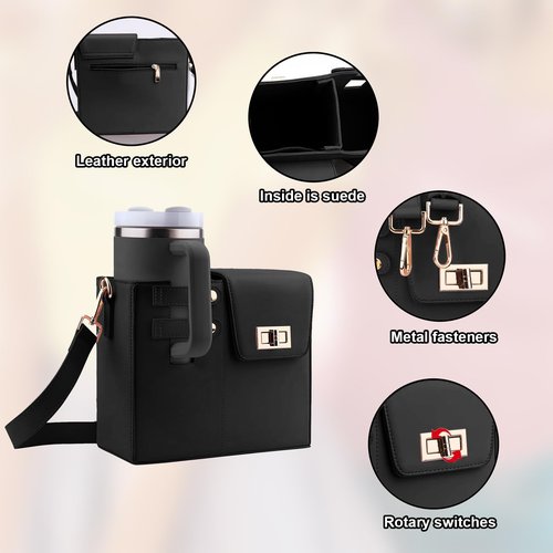 Outdoor Stanley Cup Purse, Crossbody Stanley Holder Water Bottle Bag for Tumbler with Adjustable Shoulder Strap（No Cup）