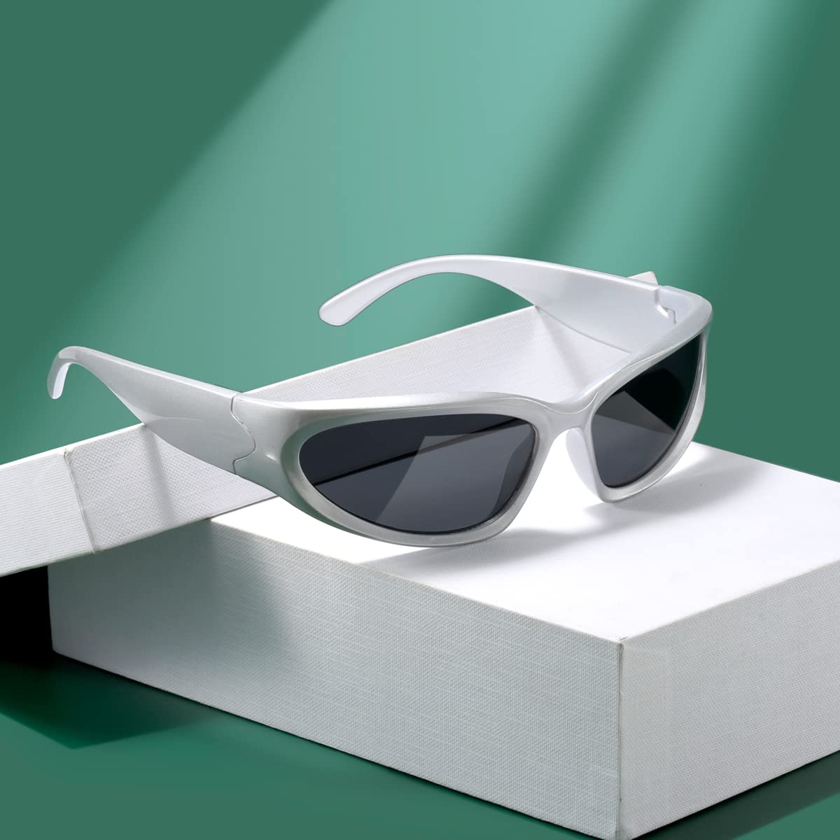 aisswzber Wrap Around Sports Sunglasses for Men Women Fashion Oval Thick Frame Lightweight Durable Plastic for Outdoor UV400