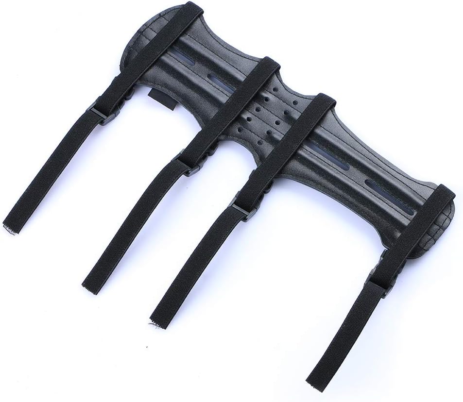 TOPARCHERY 12" Ultra Light Weight Leather Arm Guard Adjustable 4 Strap for Archery 1pk
