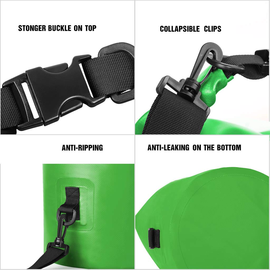 Unigear Dry Bag Waterproof, Floating and Lightweight Bags for Kayaking, Boating, Fishing, Swimming and Camping with Waterproof Phone Case (Green, 5L)