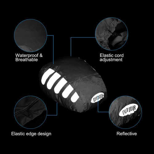 PATIKIL Cycling Bicycle Helmet Cover, Motorcycle Helmet Rain Covers Ride Gear Helmet Cover with Reflective Strip for Road Cycling, Black