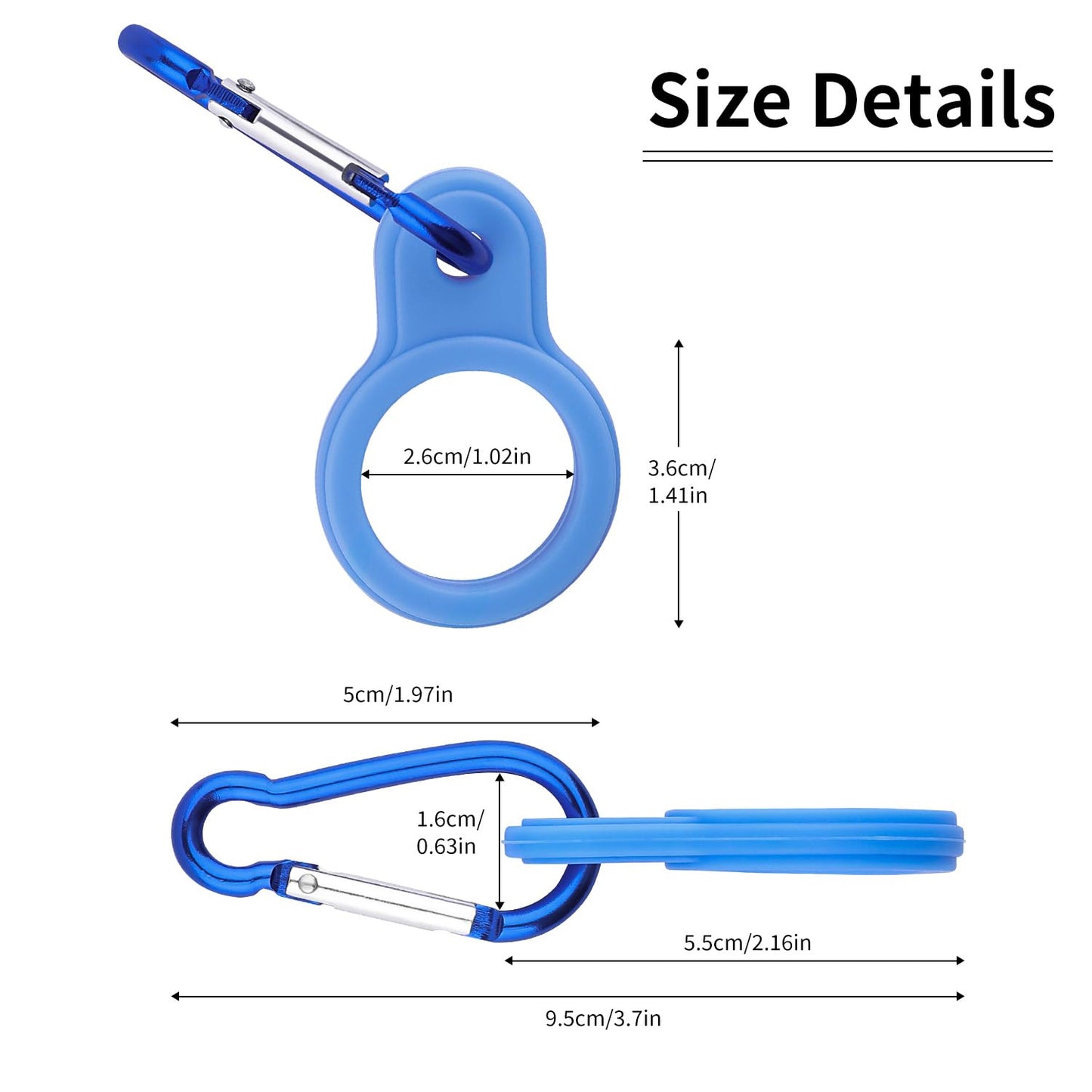 6PCS Silicone Water Bottle Buckle Holders with Carabiner Belt Clip and D-Ring Hook, Suitable for Hiking, Camping, Traveling, and Mountain Climbing