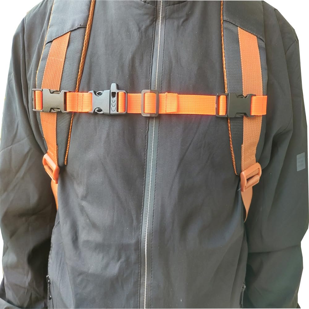 HDHYK Backpack Chest Strap - Nylon - Adjustable Universal Chest Strap (Orange)