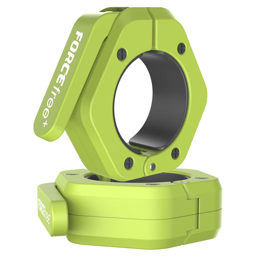 Forcefree+ Barbell Clips (Pair), Magnetic Barbell Clamps, Quick Release Olympic Barbell Clamps with Anti Slip TPR Grip, Barbell Collars for Secure Weightlifting & Powerlifting (MAG, Green)