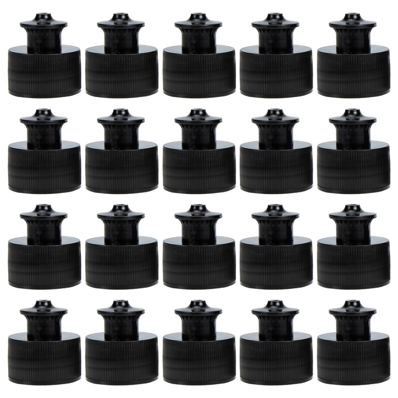 Amosfun 20pcs Push Pull Caps for 28 mm Plastic Water Bottles - Sports Water Bottle Lid Replacements Leak-Proof and Easy to Use Black