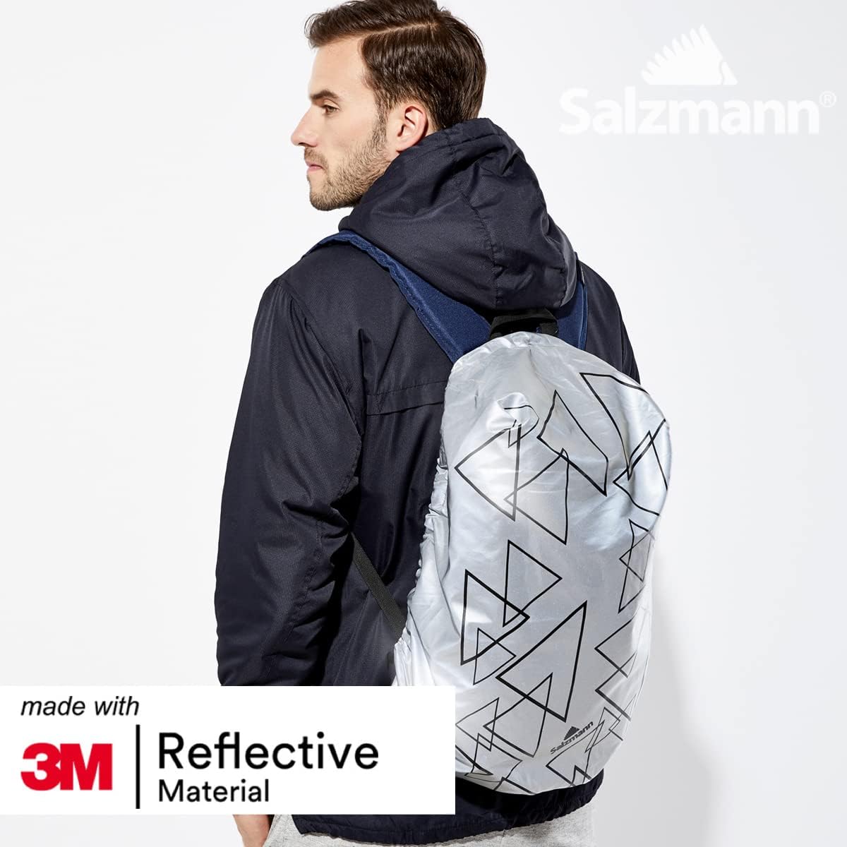 Salzmann Reflective Backpack Cover – High-Vis, Waterproof & weatherproof – Made with 3M Scotchlite