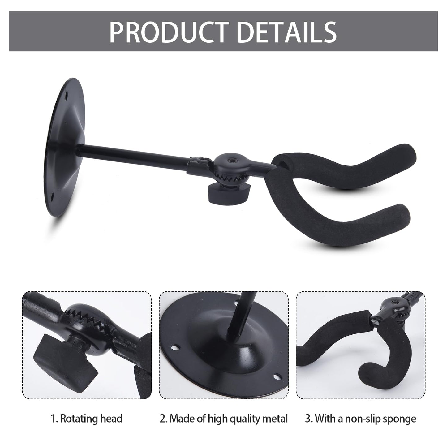 2Pcs Crossbow Wall Mount, Bow Rack, Adjustable Compound Bow Stand for Storing and Displaying Bows, Adjust The Direction Sponge Protection Without Scratches