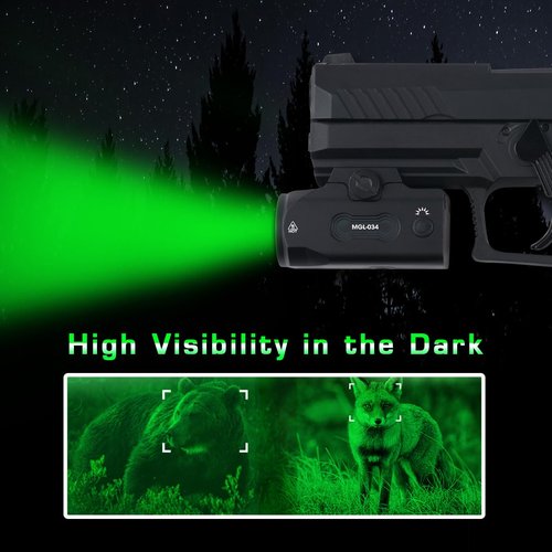 MCCC Tactical Flashlight Compact,Green Hunting Light,Magnetic Rechargeable for Pistol,Handgun,Shotguns,Airsoft,Picatinny Rail Mounted Accessories