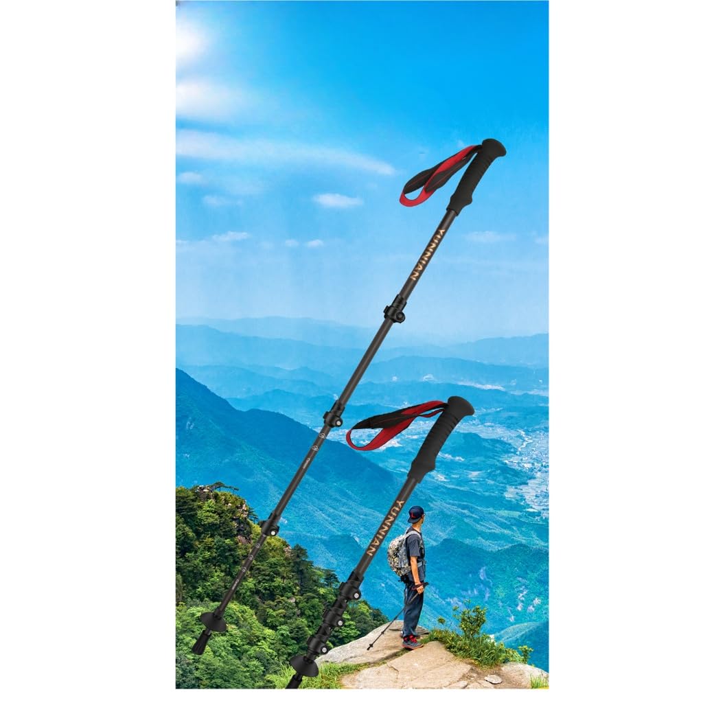 Jahreszeit Carbon Fiber Trekking Pole - Ultralight Collapsible Walking Stick for Hiking with Adjustable Quick Flip Locks and Storage Bag