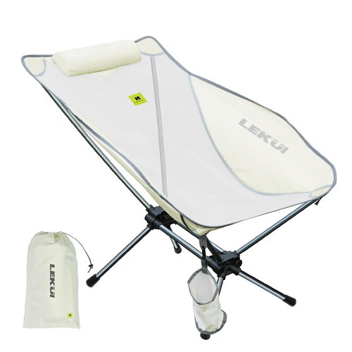 LEKUI Portable Folding Camping Chair,Lightweight Aluminium Alloy Chair Nylon Chair Fabri,Suitable for Outdoor Camping,Beach,Picnic,Barbecue,Fishing,Climbing (Beige-Long)