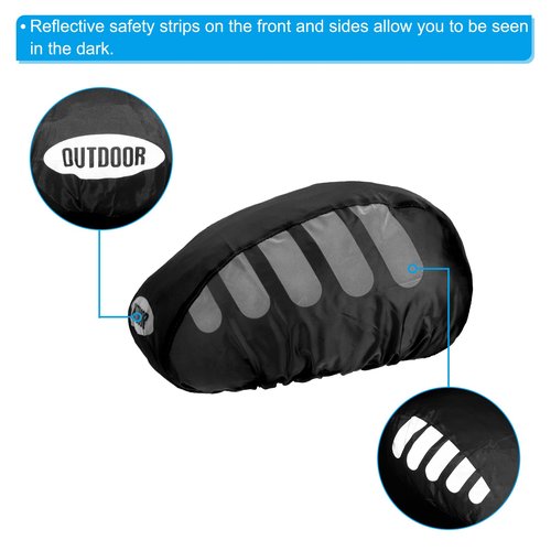 PATIKIL Cycling Bicycle Helmet Cover, Motorcycle Helmet Rain Covers Ride Gear Helmet Cover with Reflective Strip for Road Cycling, Black