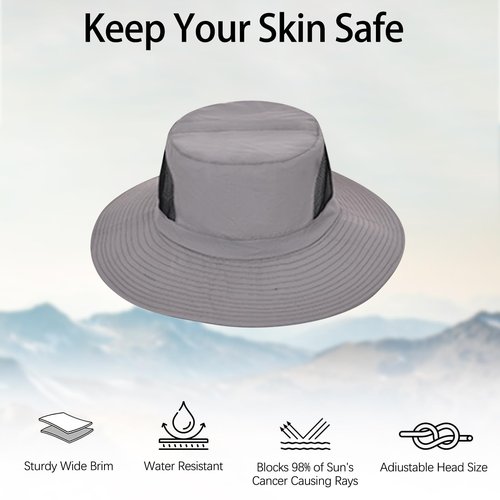 Mosquito Net Hat, Bug Nets for Head, Mosquito Face Net Mask Bug Cap UPF 50+ Sun Protection with Hidden Netting Outdoors Fishing Garden Hats for Women and Men Grey