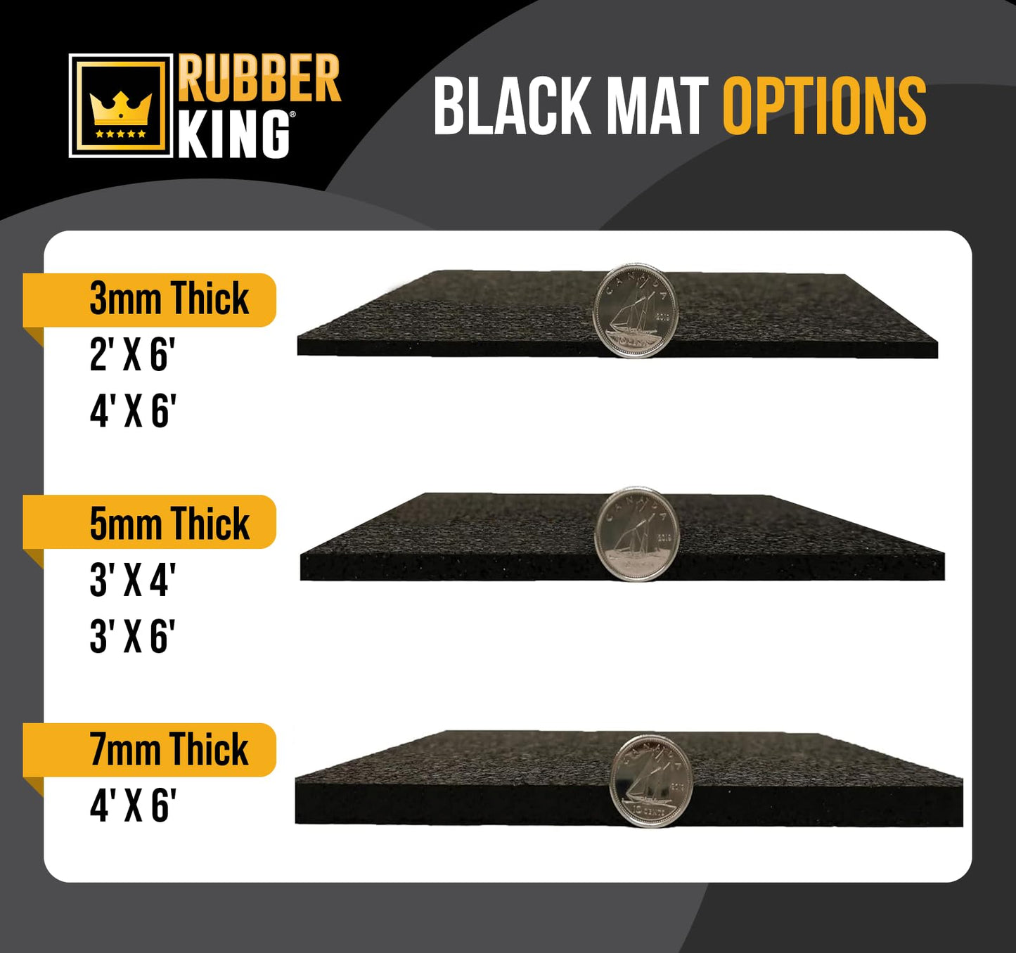 Rubber King Multi-Purpose Exercise Mat - 4' x 6' x 7mm - 100% Recycled Thick Rubber Mat for Home Gym Flooring, Non-Slip, Low-Odor Durable Workout Mat for Indoor/Outdoor, Shoe-Friendly - Grey