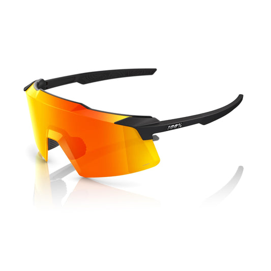 100% AEROCRAFT Sunglasses - Scratch-Resistant Lens - Lightweight and Durable Sunglasses for Outdoor Sports - Soft Tact Black, HiPER Red Multilayer Mirror