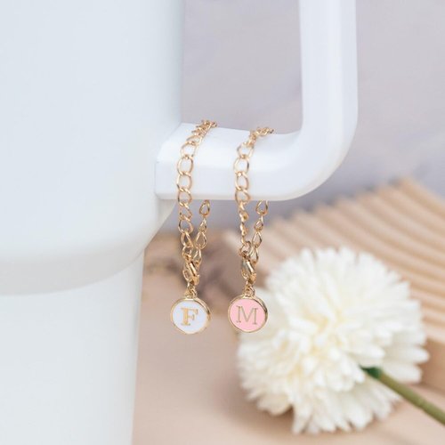 TERRISHE Initial Letter Charms Accessories for Stanley Cup, 4PCS Initial Name ID Letter Handle Charm for Stanley/Simple Modern Tumbler, Pesonlized Identification Letter Charms for Stanley Accesories