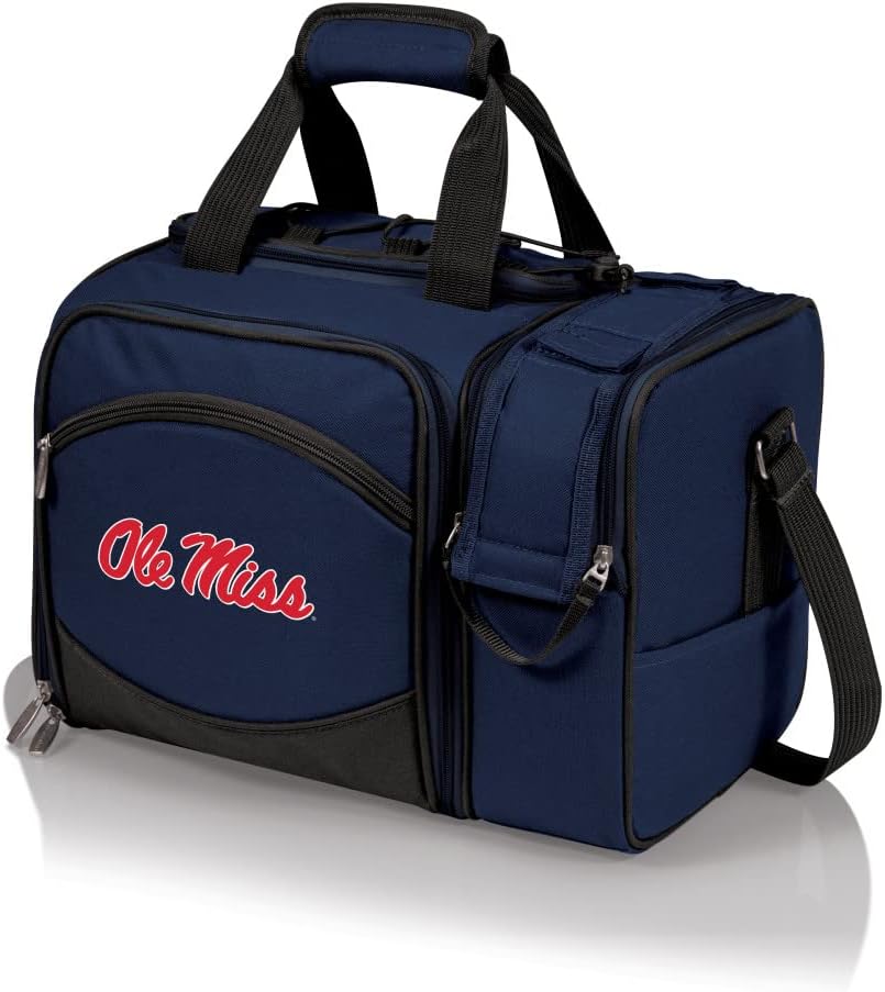NCAA Malibu Cooler Picnic Basket - Insulated Tote with Complete Picnic Set