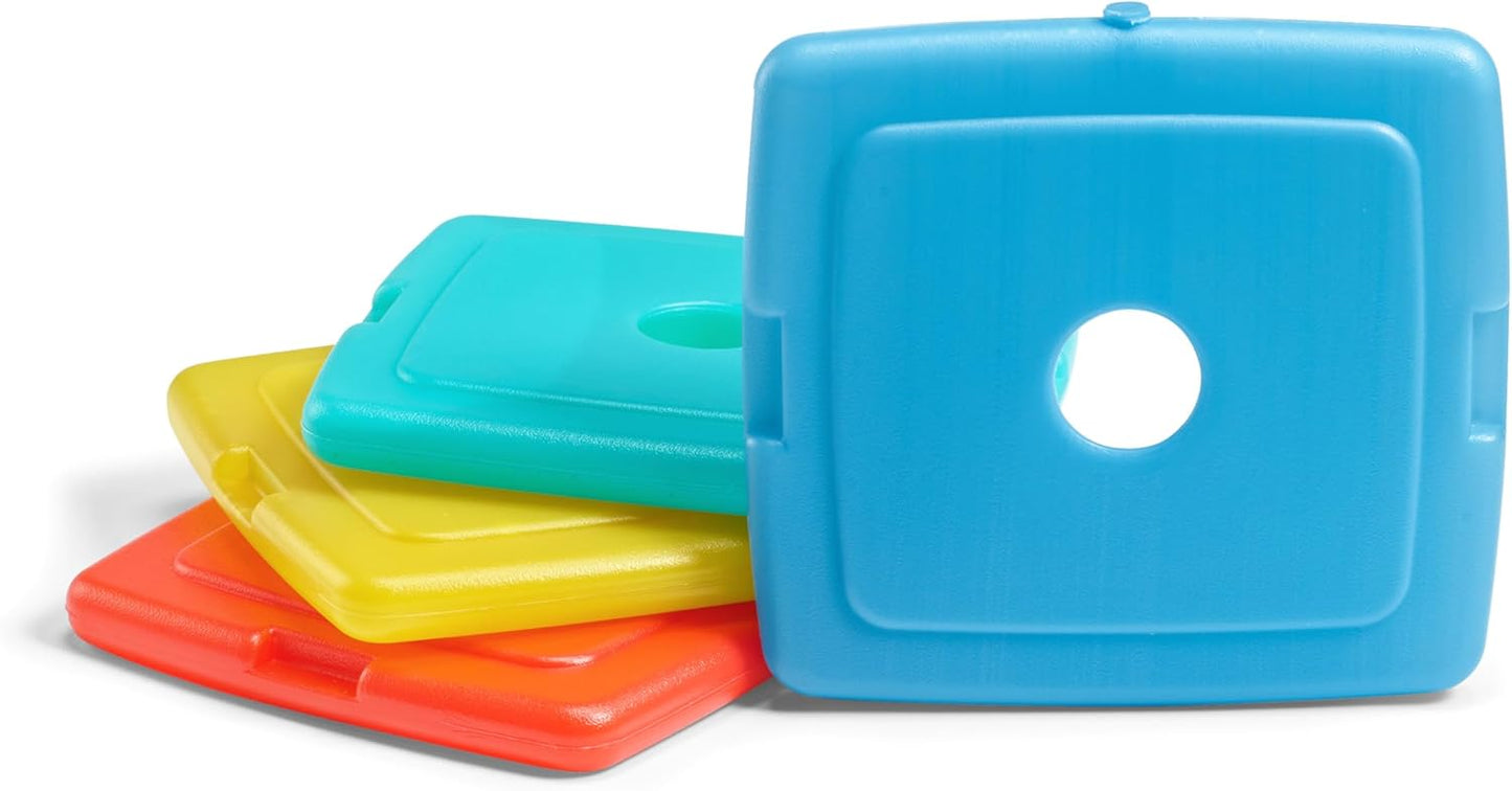 Cool Coolers By Fit & Fresh 4 Pack Slim Ice Packs, Quick Freeze Space Saving Reusable Ice Packs for Lunch Boxes or Coolers, Multi Colored, Single Pack