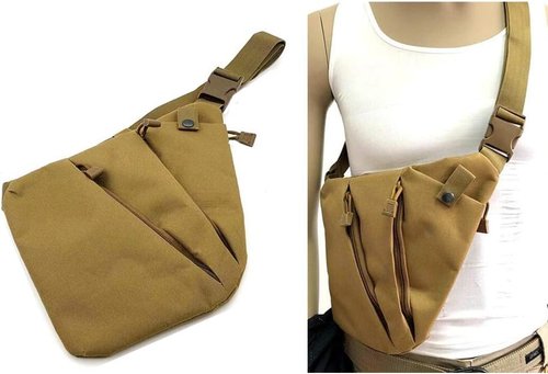 HWZ Men's Lightweight Anti-Theft Waterproof Casual Sling Chest Crossbody Messenger Gun Shoulder Bag