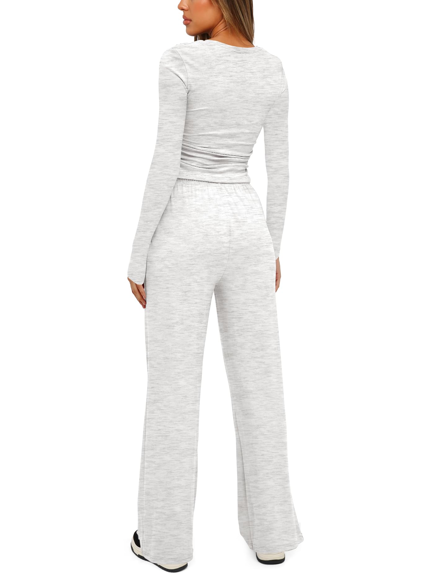 Darong Women's 2 Piece Pajama Set Fall Collection 9065B White Grey M