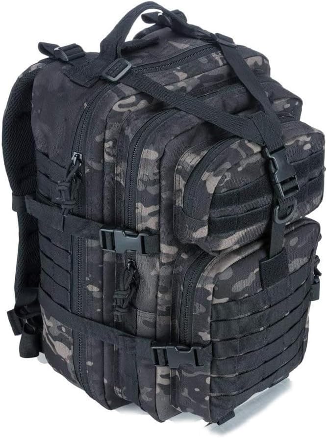 REEBOW GEAR Military Tactical Backpack for Men Large 34L Army 3 Day Assault Pack Molle Bag Backpacks (34L, Black)