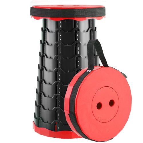 Doseno Foldable Stool, Camping Stools for Adults Thickened Portable Collapsible Retractable Stool for Fishing, Camp Chair for Hiking, BBQ, Parties, Outdoor Activities (Red)