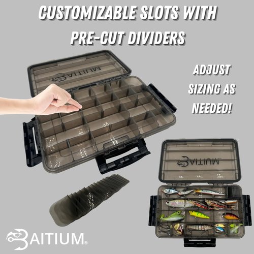 Baitium XTRAseal Waterproof Fishing Tackle Box Organizer, Tackle Boxes With Dividers, Tacklebox for Fishing, 3700 Tackle Trays, Fishing Gear (2 PACK 3700 (Tray Size : 14" x 8.9" x 2.1"))
