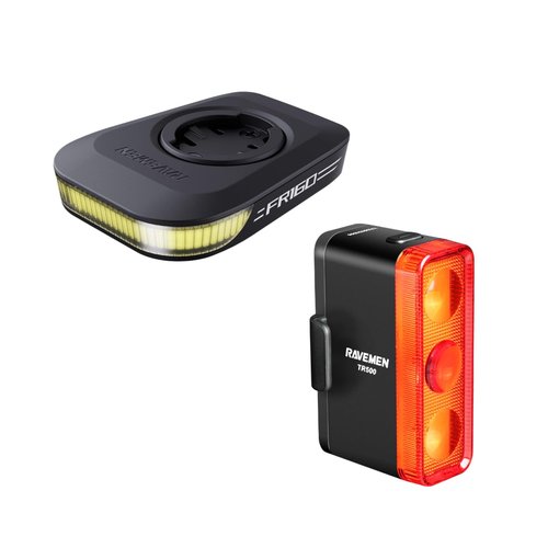 RAVEMEN FR160 Bundle with TR500 Bike Front Tail Safety Light with Side Visibility, Warning Flash Light, USB C Rechargeable Rear Bike Light