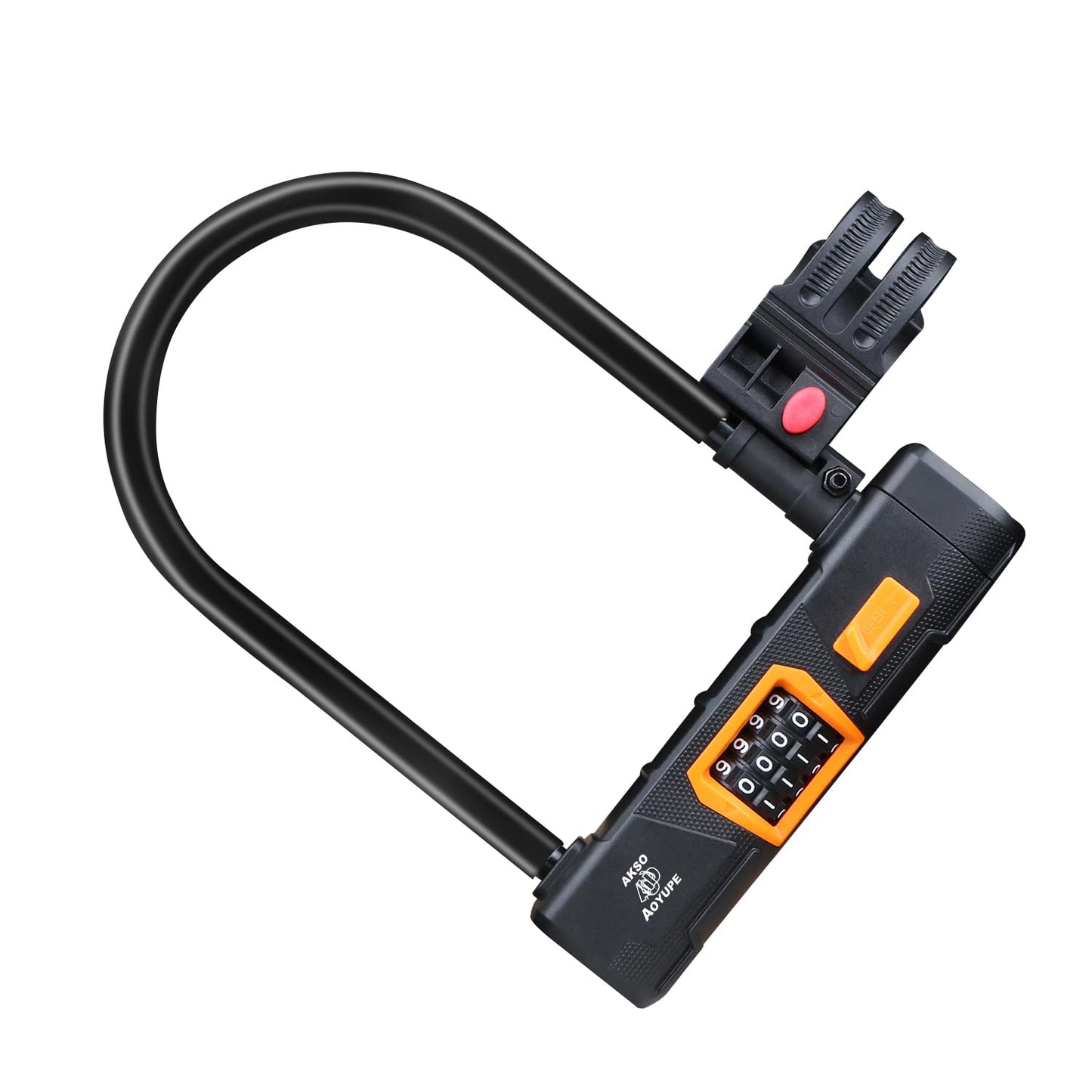 Akso Aoyupe Black Silicone 4-Digit Resettable Combination Heavy Duty Anti-Theft Locks,Keyless Lock for Outdoor,U-Lock with Sturdy Mounting Bracket，for Motorcycle, Ebikes（1 Set）
