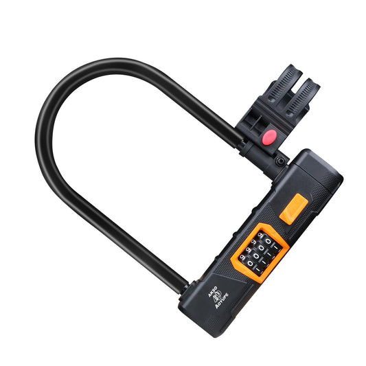 Akso Aoyupe Black Silicone 4-Digit Resettable Combination Heavy Duty Anti-Theft Locks,Keyless Lock for Outdoor,U-Lock with Sturdy Mounting Bracket，for Motorcycle, Ebikes（1 Set）