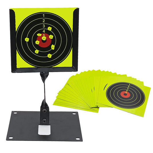 Simple Reinforcement Hard Steel Made 14 * 14 cm Paper Target Holder with Base and Comes with 20 Pcs Splatter Paper Target Use for Air Soft/Air Gun/Pistols/BB's