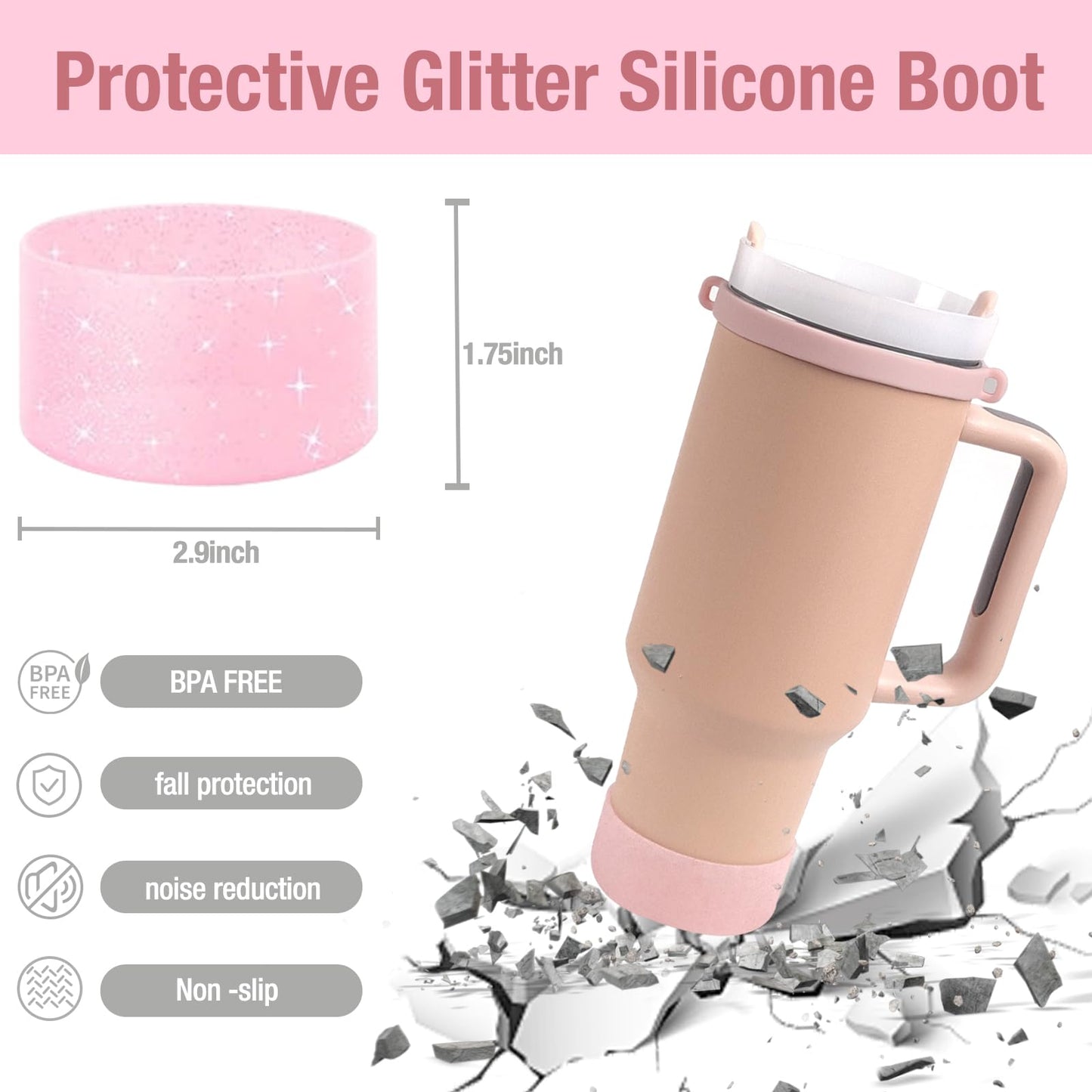 HONOARY Stanley Cup Accessories Set,Compatible with Stanley Cup 40oz & 30oz Tumbler,Including Silicone Stanley Cup Boot,Water Bottle Handle Strap,Straw Cover Cap,Charms for Stanley Cup