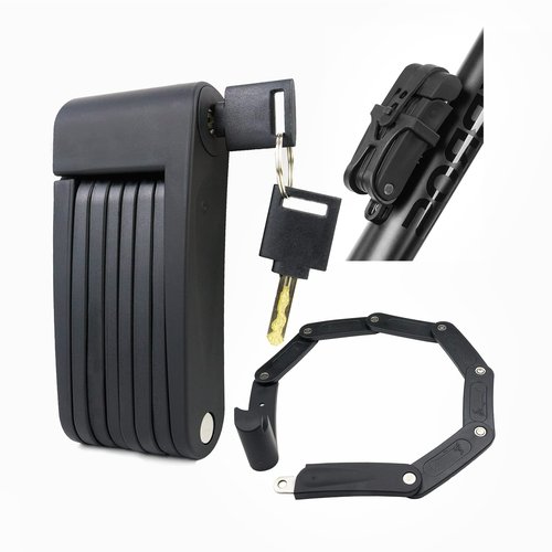 Compact Folding Bike Lock, 2.3ft Portable Heavy - Duty Anti - Theft High - Security Bicycle Chain Lock with Keys & Lock Bracket, Shear - Resistant Alloy Folding Lock for Bikes, E - Scooters & Ebikes